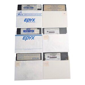 C64 5.25" Floppy Disk Lot (6 Disks) Epyx Destroyer Jack Nicklaus Spinnaker Vtg